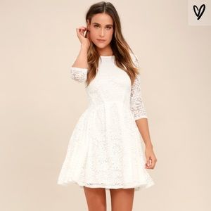 NWT- It’s a New Day White Lace Skater Dress Lulu’s